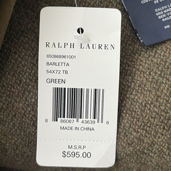 Ralph Lauren Home Barletta Throw Blanket 54x72 100% Wool Goat Suede Piping - Picture 5 of 5